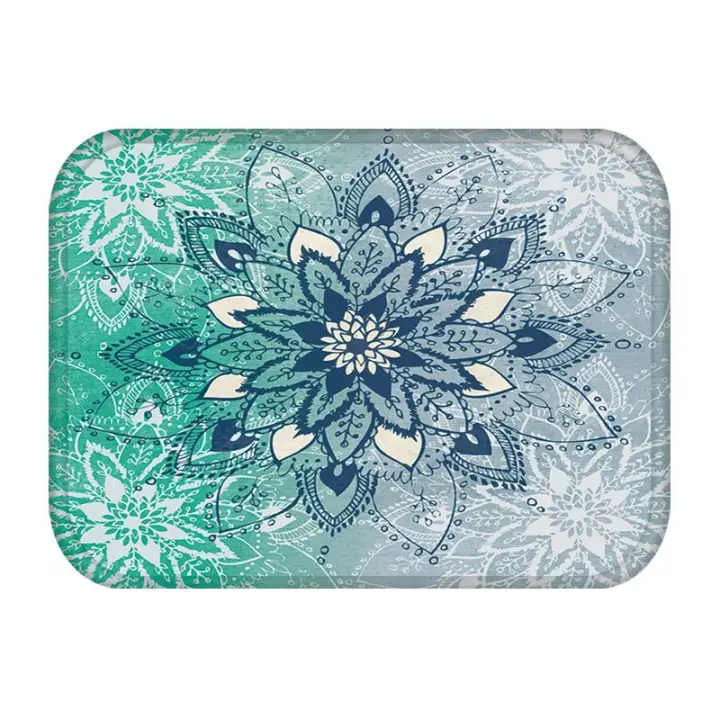 Living Room Doormats Colorful Marble Pink Mandala Anti Slip Home