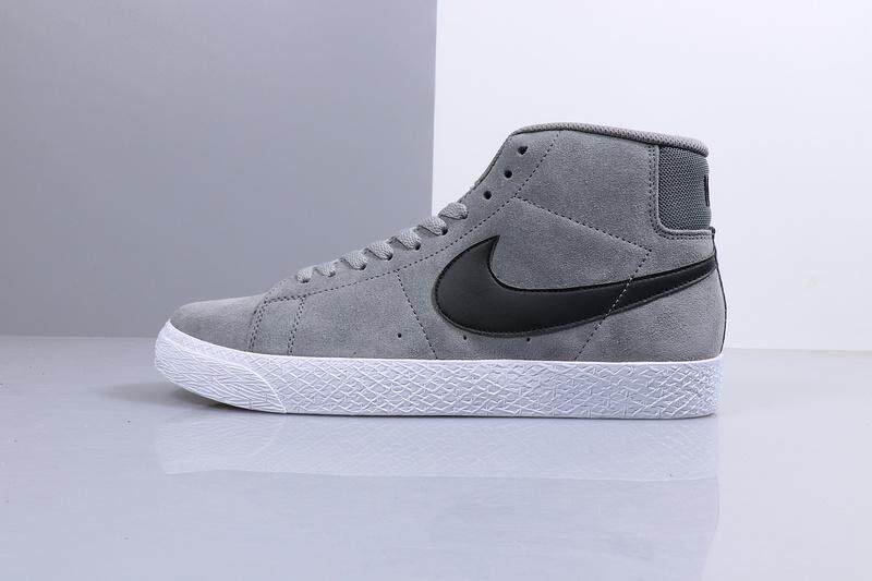 Nike_SB Zoom Blazer Rendah Mode Sepatu Skateboard Bulu Kulit Sepatu Olahraga Kasual Abu-abu