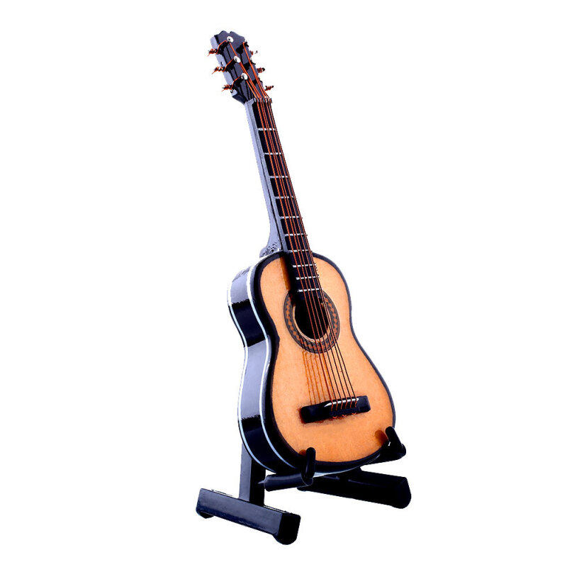 1:12 Mini Acoustic Guitar Wooden Miniature Musical Dollhouse Toy With Case New Malaysia