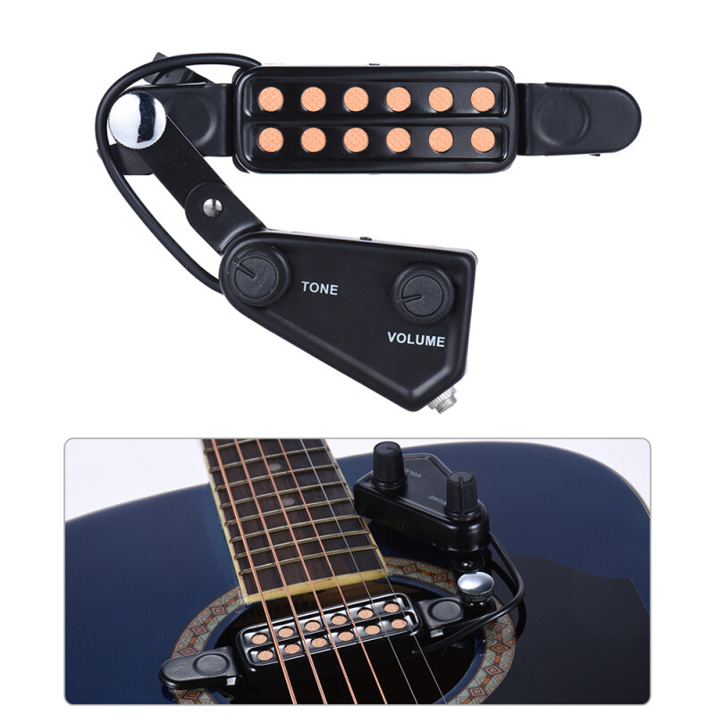 12-hole Acoustic Guitar Sound Hole Pickup Magnetic Transducer with Tone Volume Controller Audio Cable Malaysia