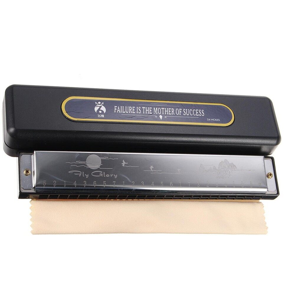 24 Holes C Key Tremolo Harmonica In Box 20x5cm Woodwind Instruments Musical Instrument Practice Students Tremolo Harp - intl