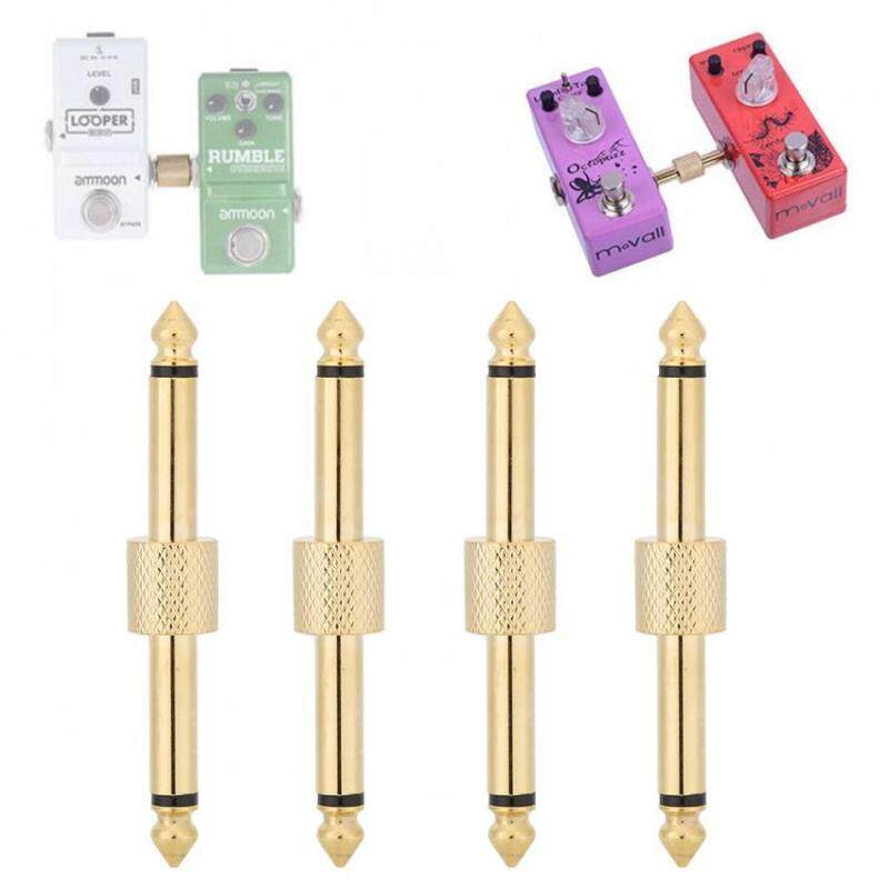 4 Pcs Durable 6.35mm Gold Plated Copper Guitar Effect Pedal Coupler Connector (Straight Type) Malaysia