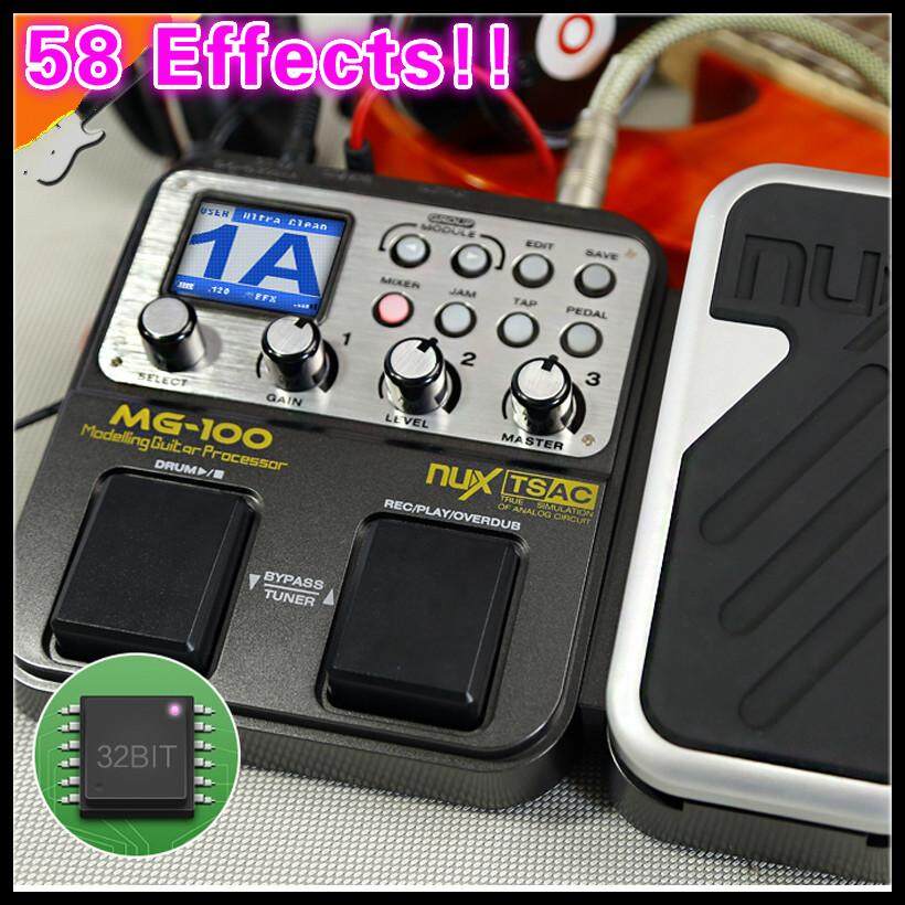 58 Effects 6-band Graphic EQ Built-in Drum Machine NUX MG-100 Electric Guitar/Violin/Ukulele Multi-Effects Pedal Processor C with 72 Presets Loop Function+Free 9V Power Adapter Converter Processor () - intl