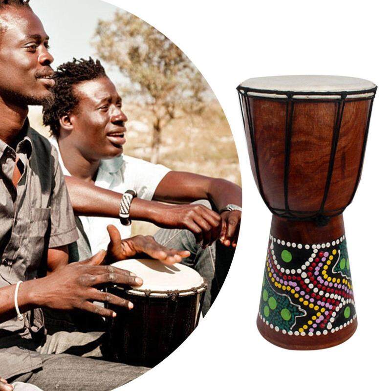 6 Inch African Djembe Percussion Mahogany Hand Drum with Goat Skin Surface