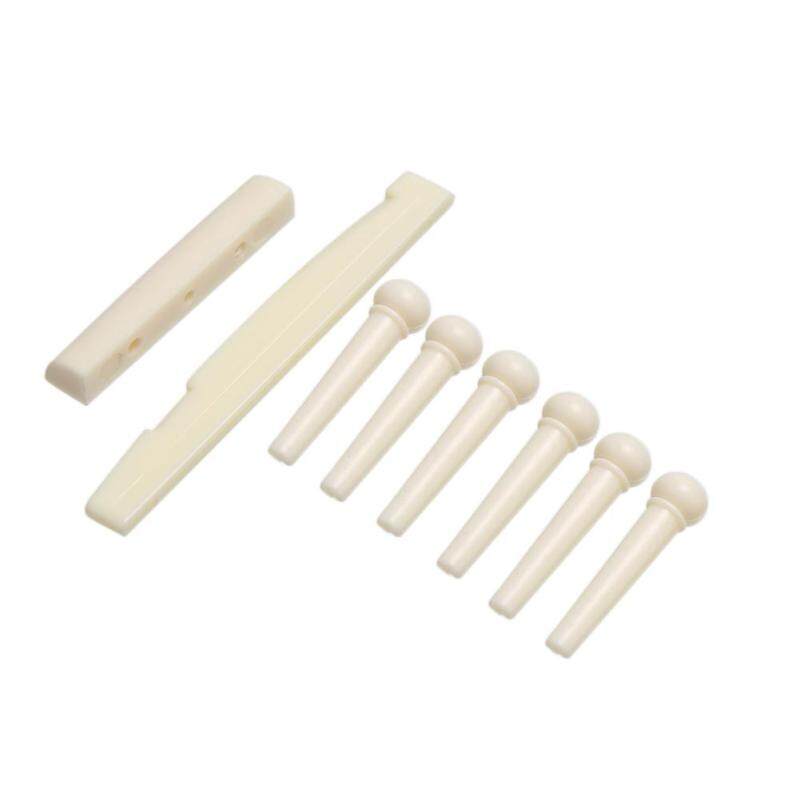 6-String Guitar Bridge Pins Saddle Nut Acoustic Cattle lp Tailpiece(White) Malaysia