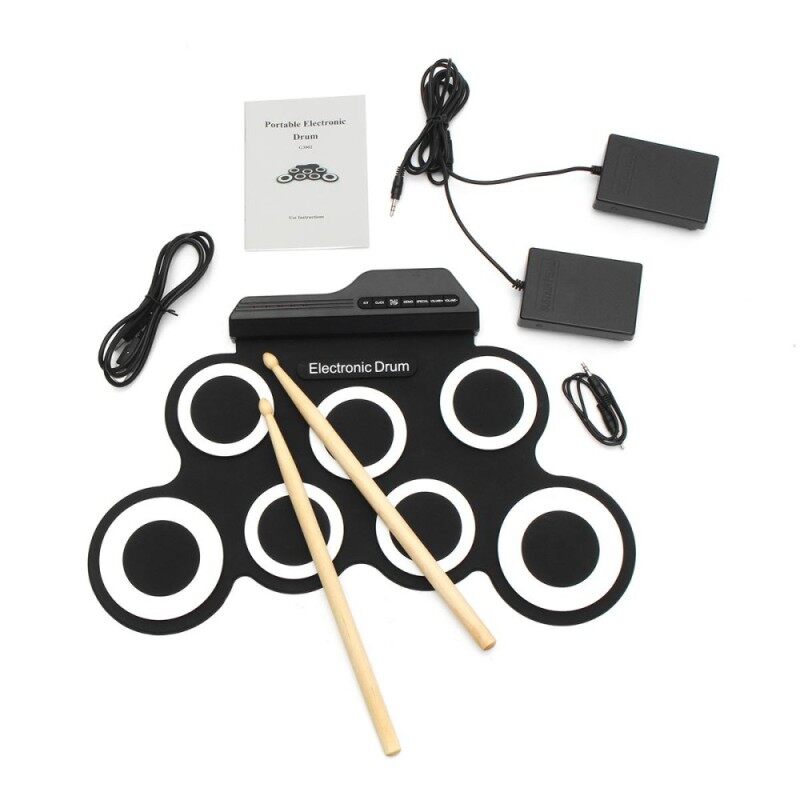 7 In 1 Portable 7 Key Digital Electronic Silicone Roller Up USB Drum Pads Kit - intl