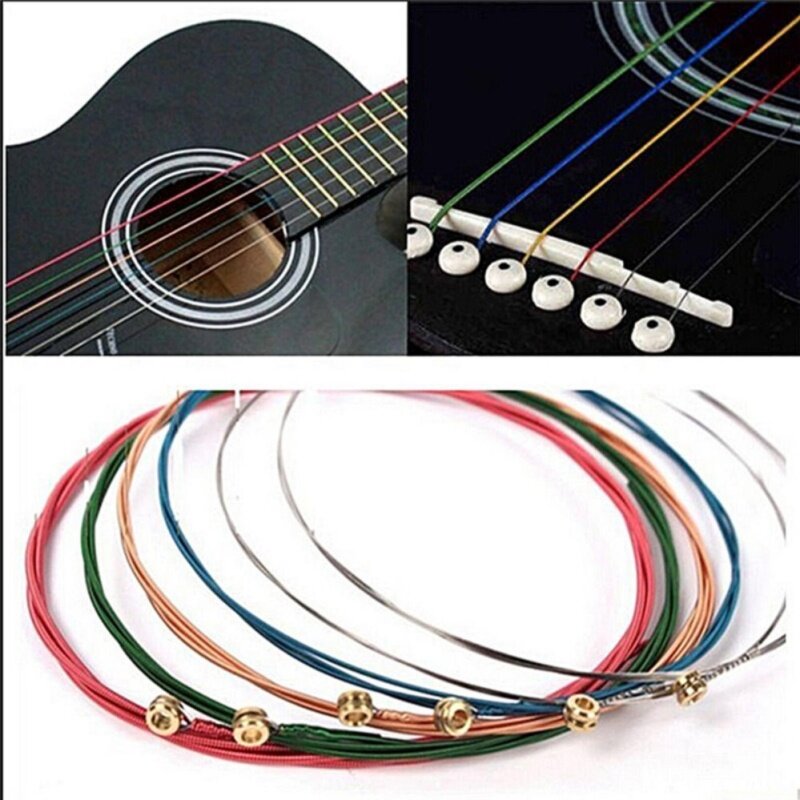 Acoustic Guitar Strings Guitar Strings One Set 6pcs Rainbow Colorful Color Chic Sale Multicolor Malaysia