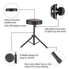 Adjustable Drum Throne Empuk Bangku Duduk Berdiri Pemain Drum Gitar Keyboard Kursi