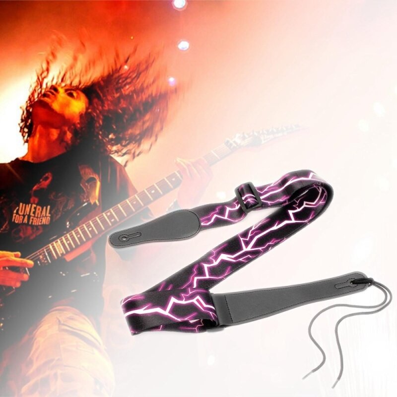 Adjustable Lightning Polyester Guitar Strap For Electric Acoustic Guitar Bass Malaysia