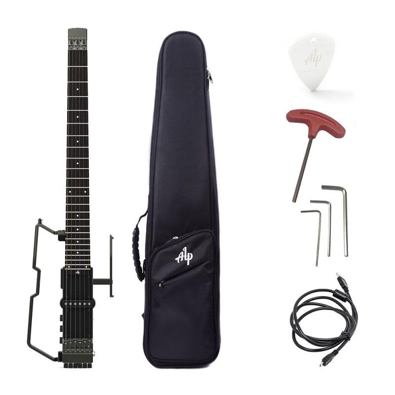 ALP FT-221S Portable Foldable Headless Travel Electric Guitar Built-in Tuner Headphone Amplifier Rechargeable Lithium with Gig Bag Malaysia