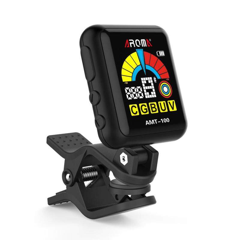 AROMA AMT-100 2 in 1 Rechargeable Rotatable Clip-on Electronic Tuner Metronome Color Screen with Built-in Battery USB Cable for Chromatic Guitar Bass Ukulele Violin Malaysia