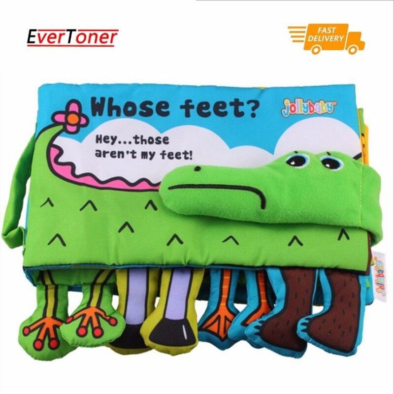 Baby Cloth Book Children Kids Educational Toys Soft Fabric Feet Crocodile English Learning Story Quiet Book For   Newborn Malaysia