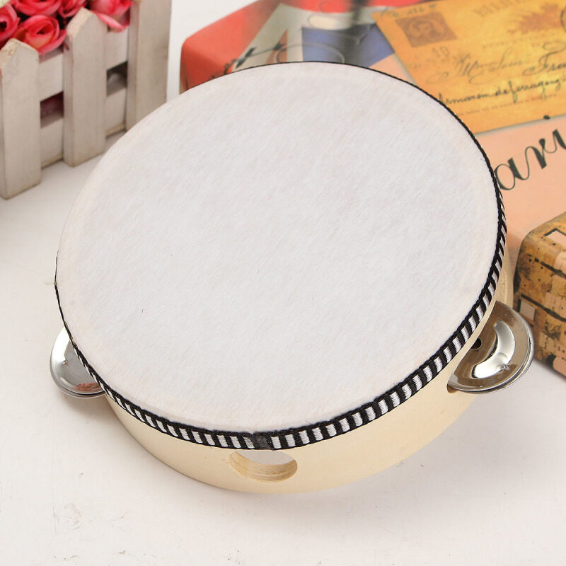 Trẻ Em Của Bộ Gõ Khiêu Vũ Đạo Cụ Da Cừu Tambourine Liên Lạc Giữa Cha Mẹ Và Con Cái Cho Bé 3-6 Tuổi 8 Inch (Da Polyester Màu Đỏ)