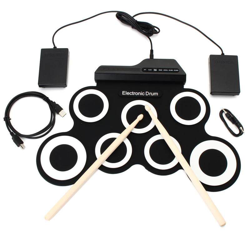 Compact Digital Portable Roll Up Electronic Drum Kits Pad with Pedal Drum Sticks - intl