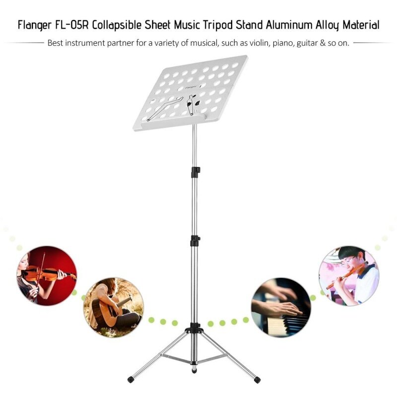 Flanger FL-05R Collapsible Sheet Music Score Tripod Stand Holder Bracket Aluminum Alloy with Water-resistant Carry Bag for Orchestra Violin Piano Guitar Instrument Performance Malaysia