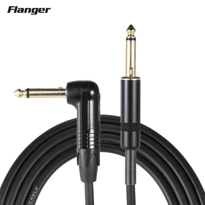 Flanger FLG-002 Pro Guitar Super Silent Plug Cable High Class Electric Guitar Connecting Cable Audio Cable One End: Square Connector No Noise No Electricity Buzz 3 Meters Outdoorfree Malaysia