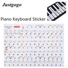 Justgogo Plastik Transparan Yang Dapat Dilepas Piano dan Keyboard Catatan Stiker untuk 61/88 Kunci Elektronik Piano (Berwarna)