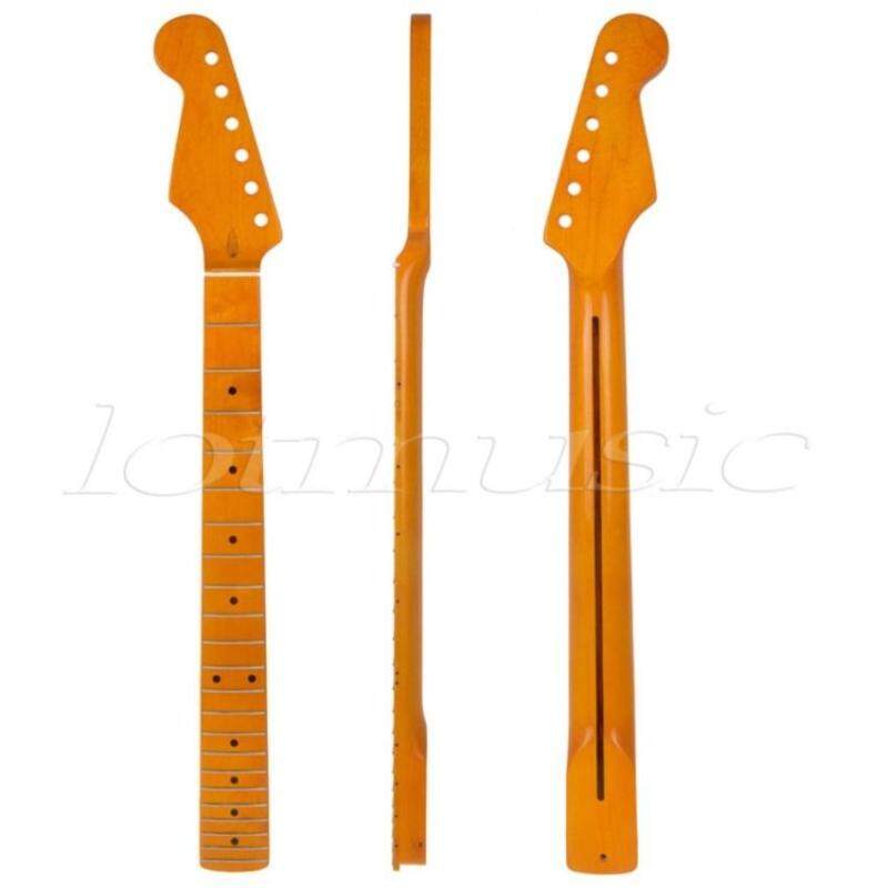 VR_Tech Left Hand Electric Guitar Neck For Fender St Partsreplacement Yellow Vintage Tint Gloss Canada Maple 22 Frets Malaysia