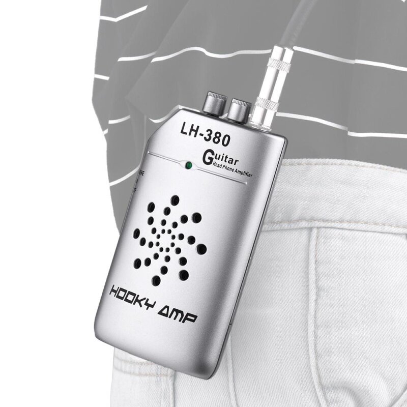 Mini Portable Guitar Ukelele Practice Headphone Amp Amplifier Speaker with Belt Clip Silver Malaysia