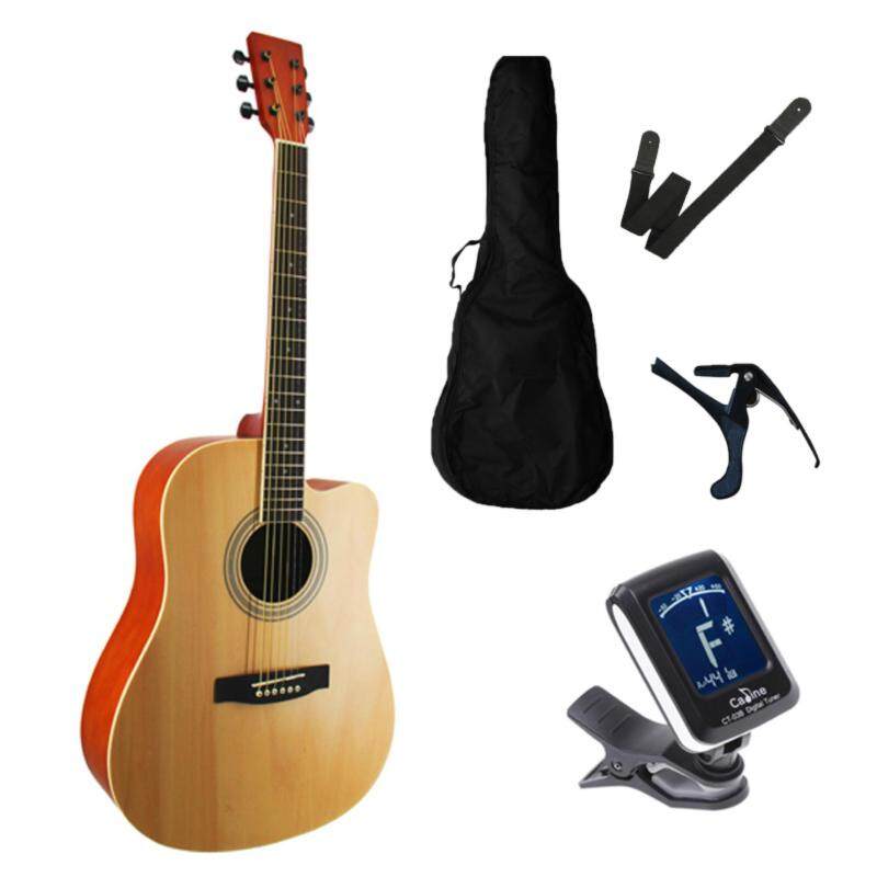 Miracle Acoustic Guitar Cut-Away 41 Inch Folk Guitar FOC non-padded guitar bag+ clip tuner + guitar strap + guitar capo Malaysia