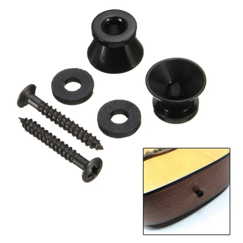 New Set 2Pcs Black Strap Lock Buttons End Pins Cushion Screws For Guitar Bass Malaysia