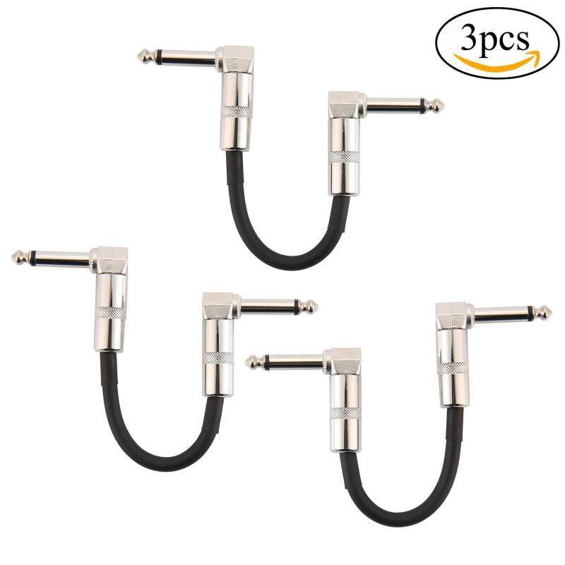 niceEshop 3Pcs Guitar Patch Cable - 6.35mm Noiseless 15cm Pedalboard Patch Cable Cord, Right Angle Male To Male TS Mono Instrument Patch Wire For Guitar/Bass Effect Pedals - Copper Plugs With Gold Tips Malaysia