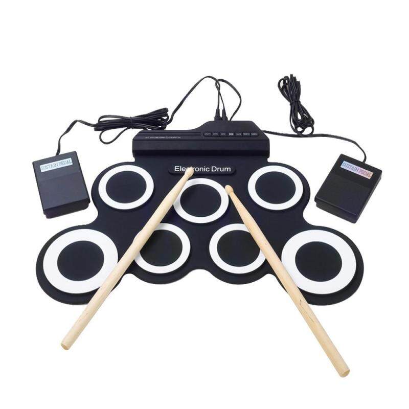niceEshop Portable Electronic Roll Up Drum Pad Instrument Gift Kit Silicon Foldable With Stick