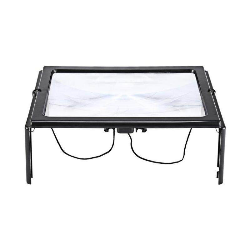 OSMAN A4 Full Page 3X Giant Desk Foldable Magnifying Glass Magnifier 4 LED Light