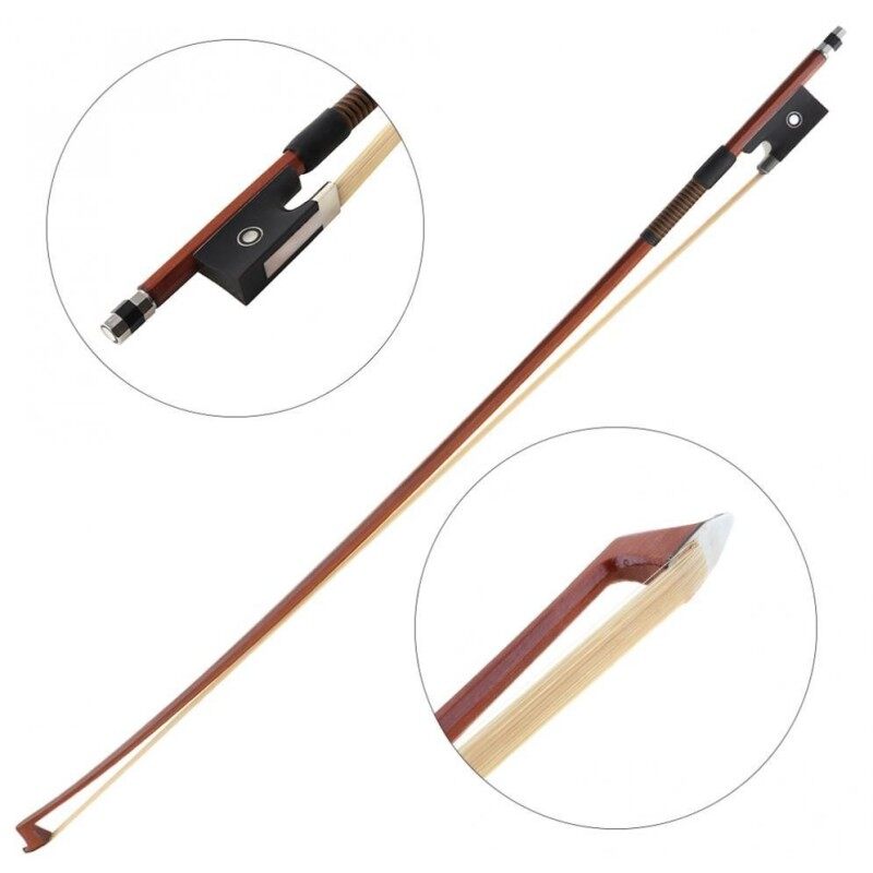 1pc 1/4 Violin Brazilwood Bow Rod Double Fisheye Ebony Horsetail Violin Octagonal Bow Malaysia