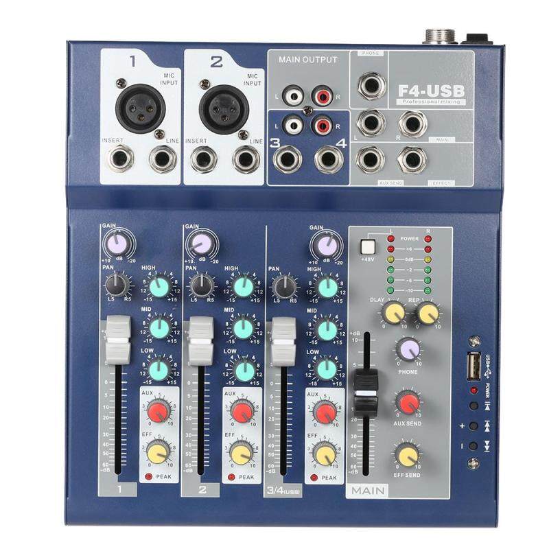 Professional Metal 4 Channel Live Mixer Mixing Console 3-Band EQ USB Function 48V Phantom with Bulit-in Effect Processor Mic Input Malaysia