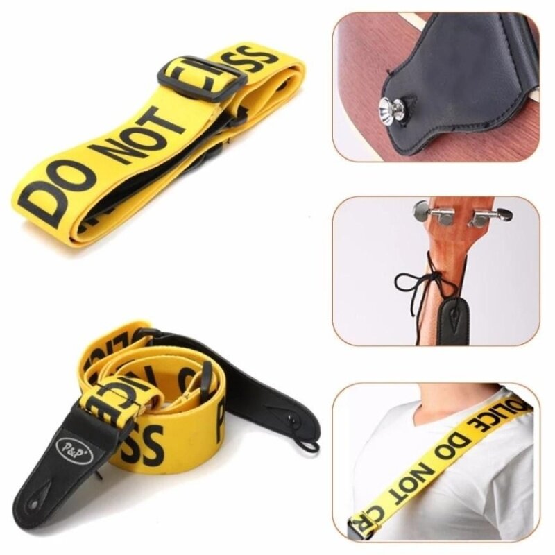 RHS Online Yellow Police Line Pattern Adjustable Guitar Strap Durable Belt Acoustic Bass Malaysia