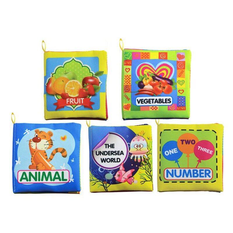 Set of 5 Baby Soft Cloth Book for Learning Animals Numbers Vegetables Fruit and The Undersea World Toddler Educational Fabric Book Malaysia