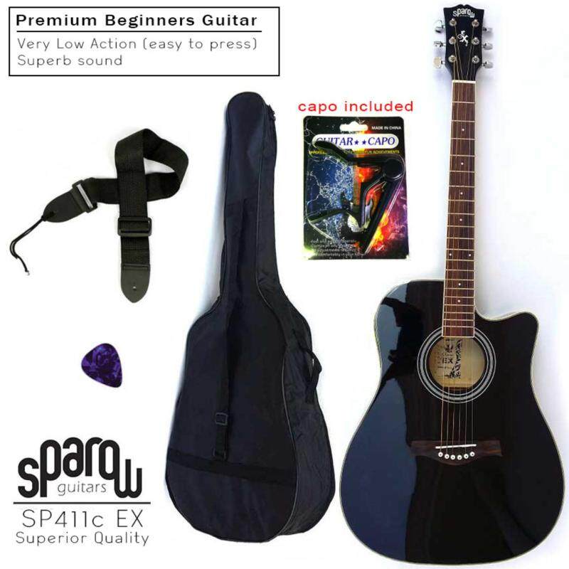 Sparow Acoustic 411c Black Guitar (FOC Capo Random Colour, Non-Padded Bag & 1xPick) Malaysia