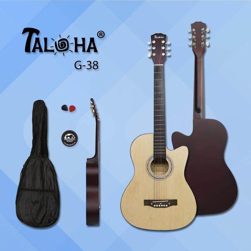 Taloha Acoustic Cutaway Matte Guitar 38-Inch Essential Package + Free Bag + Sticker + 2 Picks (Natural) Malaysia