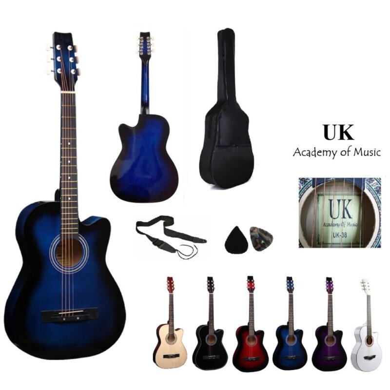 UK Acoustic Guitar 38 Inch (Blue)+Bag+2 Picks+Strap Malaysia