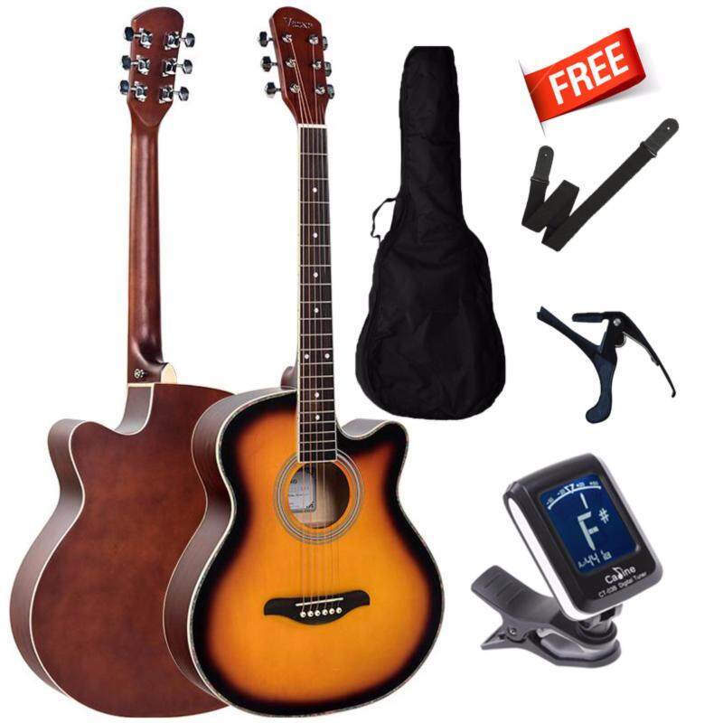 V Song Acoustic guitar Cut-Away 40 Inch Folk Guitar FOC non-padded bag+ clip tuner + guitar strap + guitar capo Malaysia