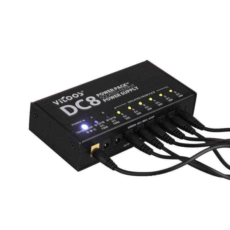 VITOOS DC8 Portable Guitar Effects Power Supply 8 Isolated Outputs 6 Way 9V 2 Way Adjustable 9V 12V 18V Switching Stabilized Voltage with Anallobar AC100-240V Malaysia