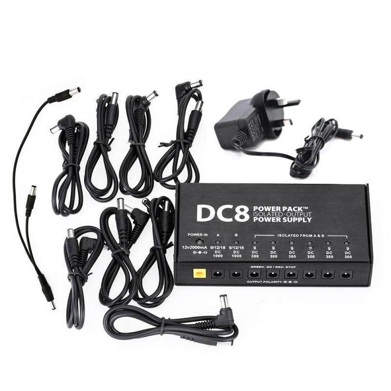 VITOOS DC8 Portable Guitar Effects Power Supply 8 Isolated Outputs 6 Way 9V 2 Way Adjustable 9V 12V 18V Switching Stabilized Voltage with Anallobar AC100-240V Black Malaysia