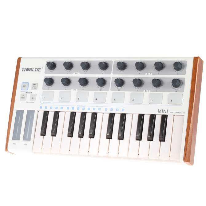 Worlde Ultra-Portable Mini Professional 25-Key USB MIDI Drum Pad and Keyboard Controller Outdoorfree - intl