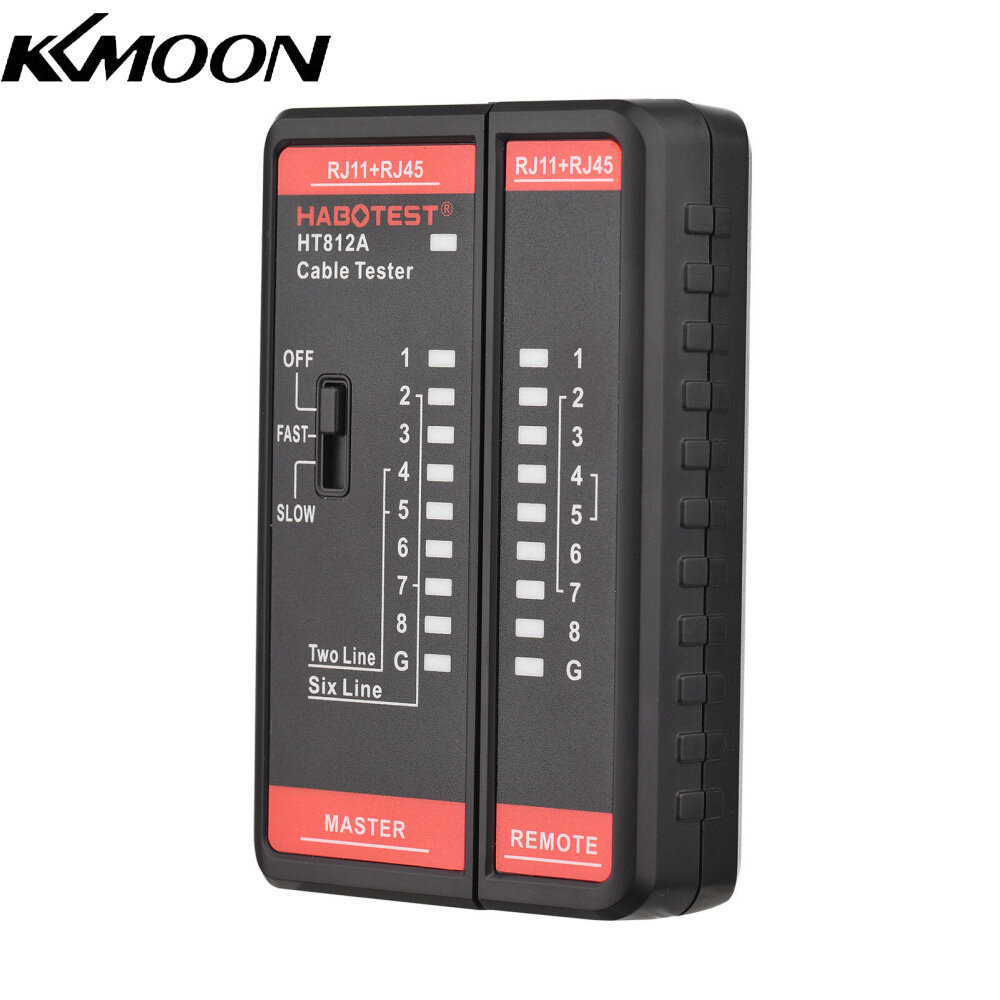 Kkmoon habotest ht812a network cable tester wire tracker telephone line test meter telephone & network line finder multifunctional rj11 rj45 tester 2p/4p/6p/8p cable recognize meter for network maintenance