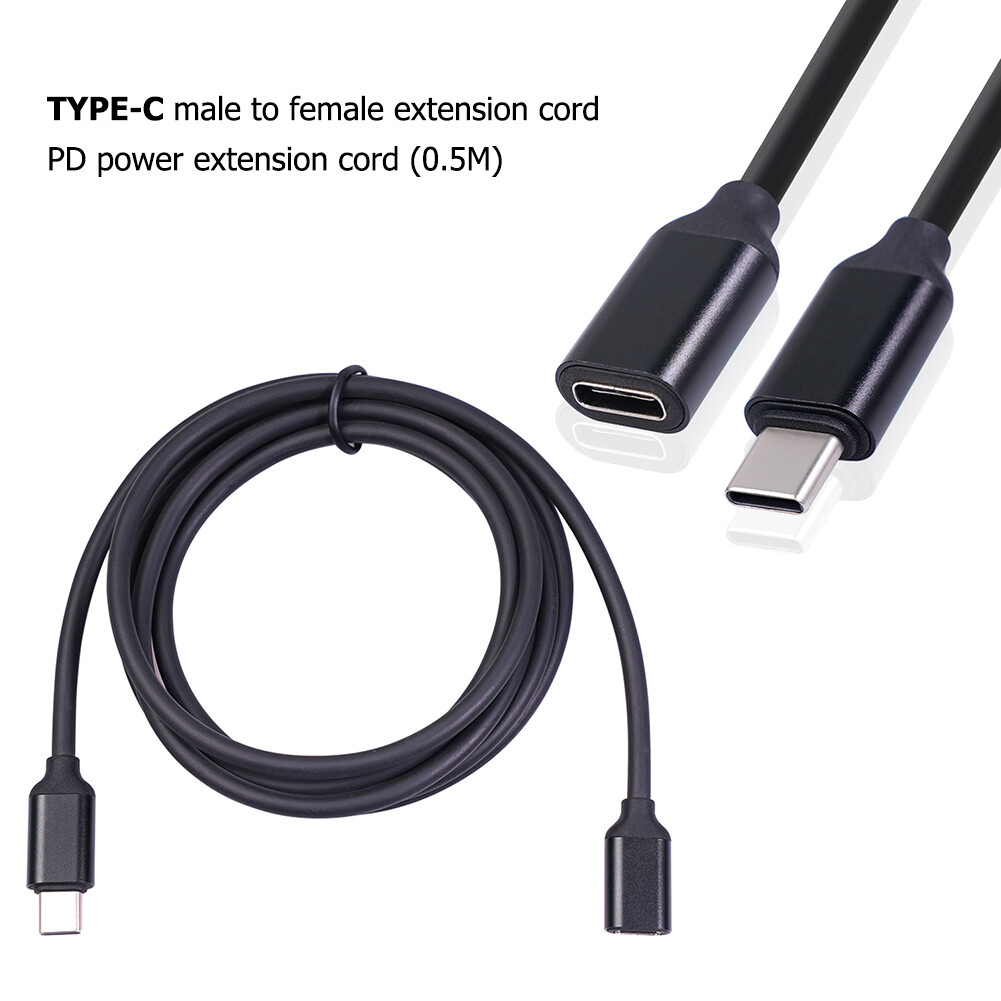 USB Type C Extension Cable Male to Female 3A PD Fast Charging Sync Extender Cord Computer Accessory