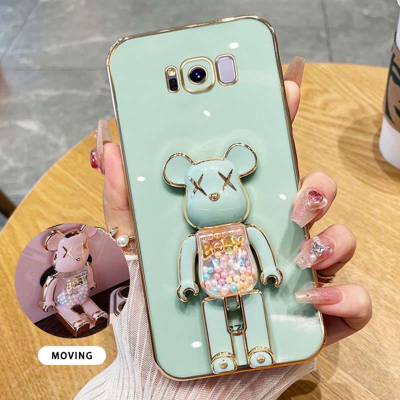 YBD 3D Candy Bear Bracket Phone Case For Samsung Galaxy S8 Plus S8+ S9 Plus S9+ S10 Plus S10+ High End Soft Silicone Material(Bracket Can Rotate)