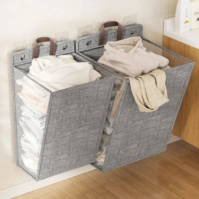 YESPERY Large Capacity Wall Hanging Laundry Basket with Lid Space-saving Waterproof Folding Dirty Clothes Basket Toys Storage Bag