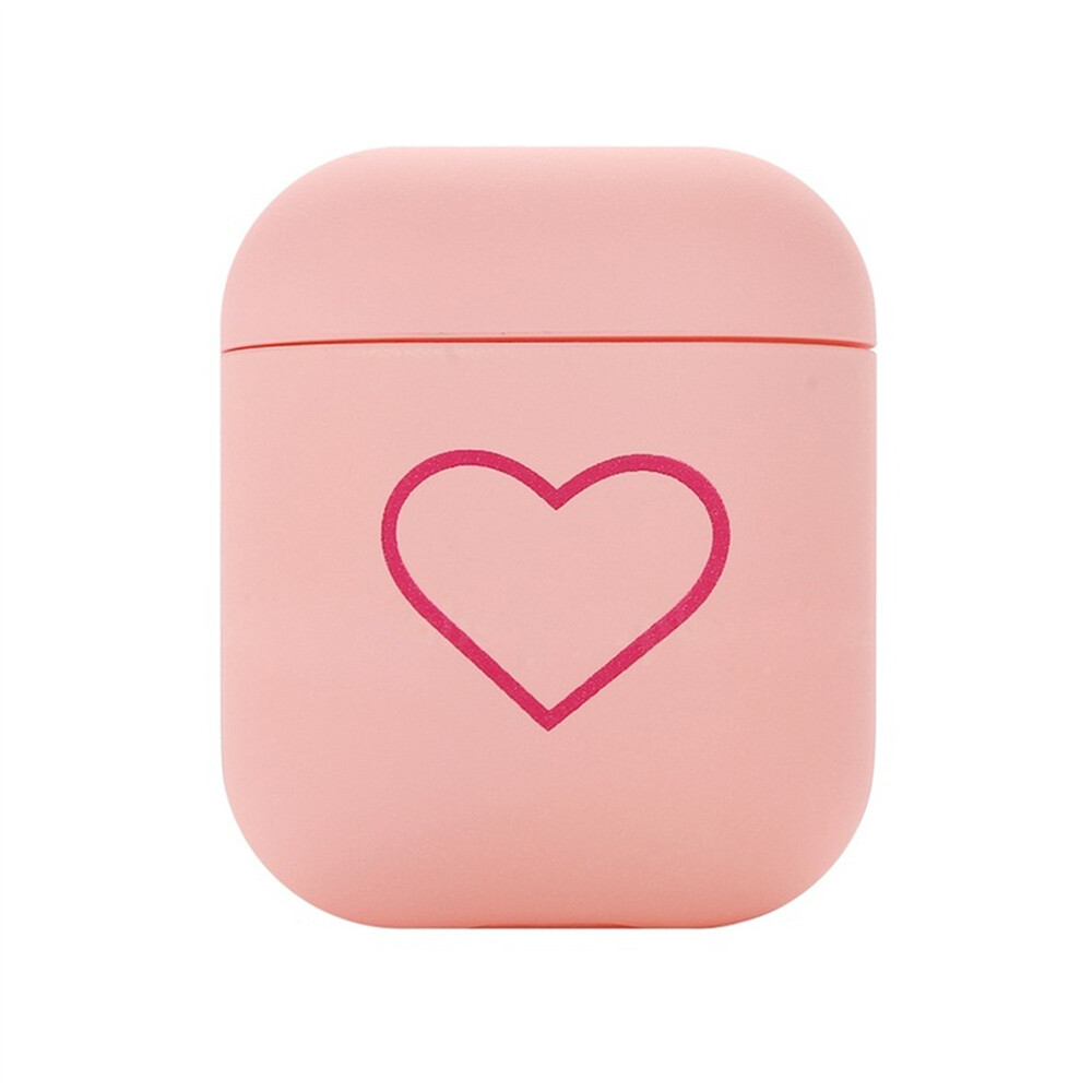 1 PC wireless Bluetooth earphone case, hard pc cover for Apple AirPods love heart matte couples cute earphone case for Apple AirPods (headphone is not included)