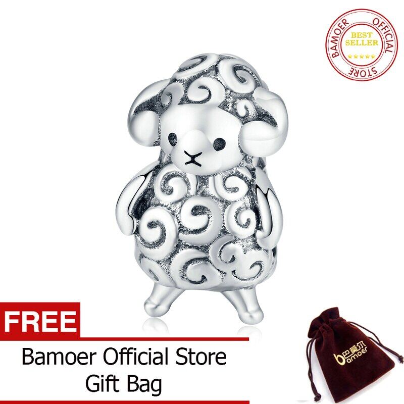 BAMOER Authentic 925 Sterling Silver Baby Sheep Animal Metal Beads for Jewelry Making Silver Charm fit Original Bracelet BSC187
