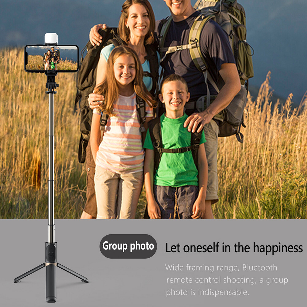 Zeallion Bluetooth Selfie Stick Foldable Mini Tripod Extendable Monopod With Remote Shutter And Fill Light Mobile Phone Selfie Artifact Universal for IOS Android