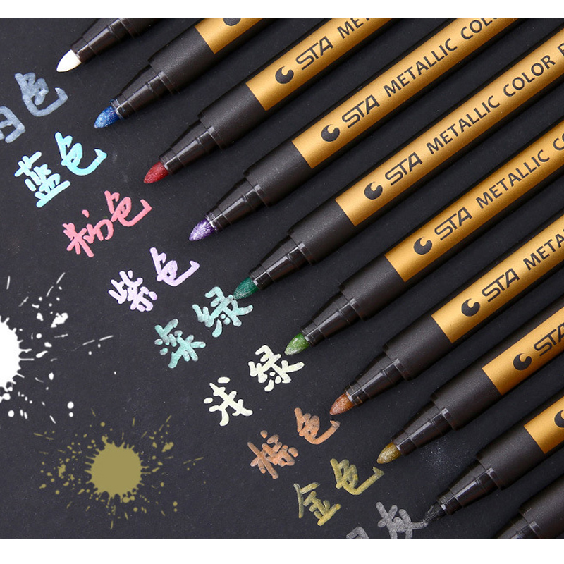 STA Metallic color pen 2.0mm water based marker 10 colors DIY Album Drawing supplies