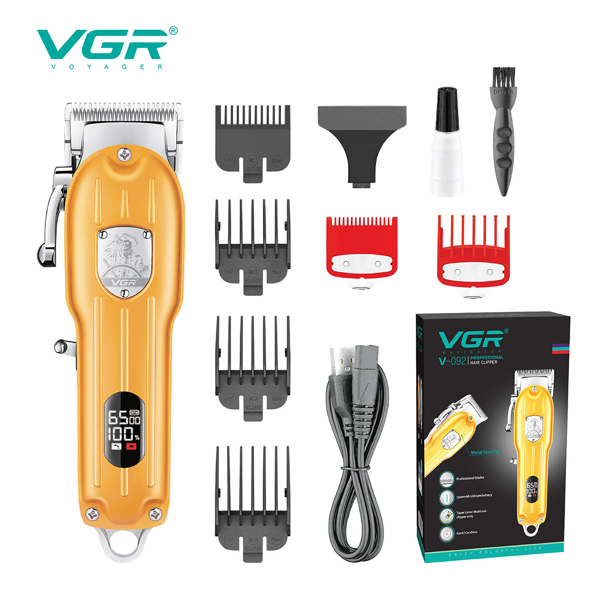 VGR V-092 Men Professional - Brezžični in žični strižnik za striženje in nego las, polnilni strižnik brade_voghion.com