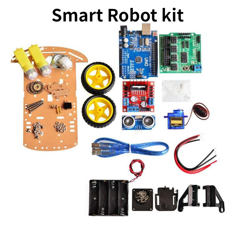 New Avoidance tracking Motor Smart Robot Car Chassis Kit Speed Encoder Battery Box 2WD Ultrasonic module For Arduino kit