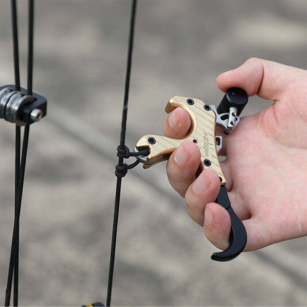 AMEYXGS Compound Bow Brass Release Aids Thumb Trigger 3 4 Finger Grip
